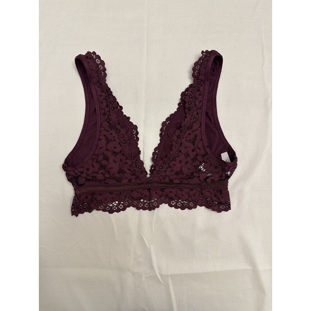 Victoria's Secret Burgundy Dark Purple Lace Plunge Bralette Small
